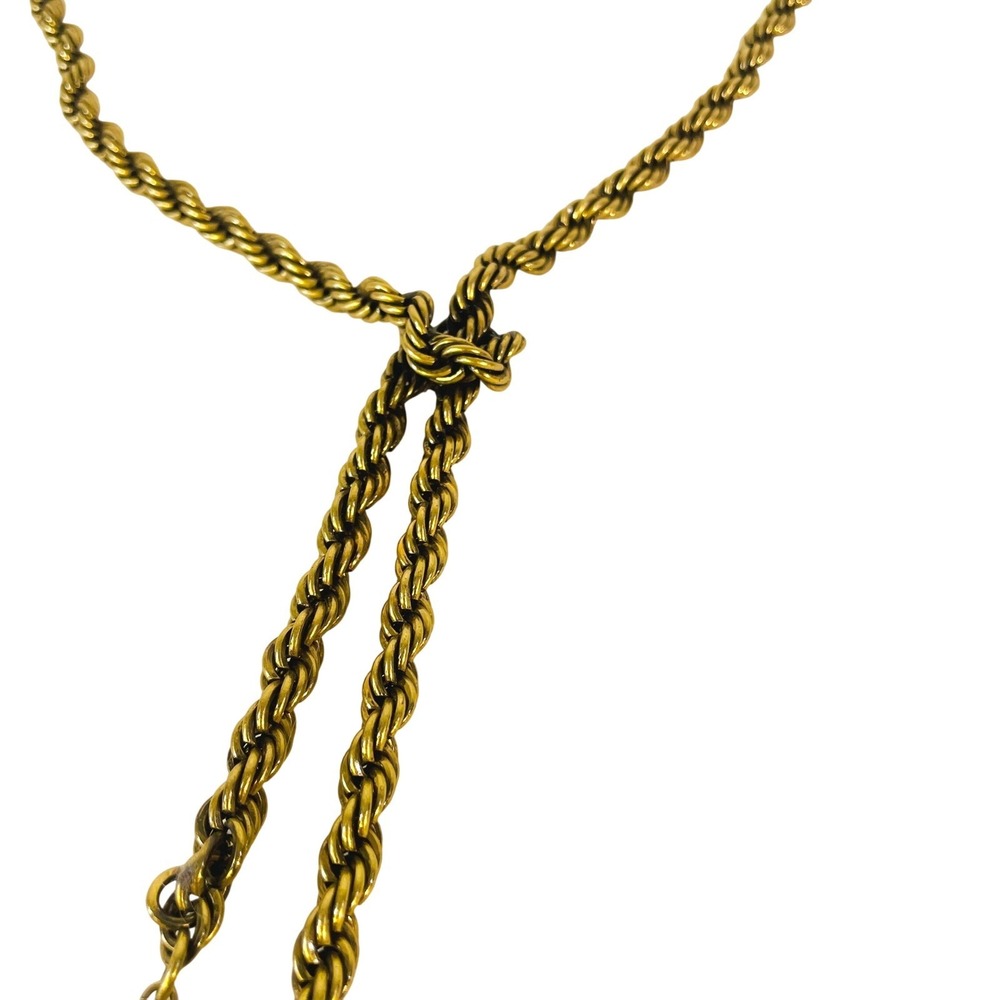Chicos Twisted Rope Lariat Tassel Necklace Long Antique Gold Tone Opera Length - Picture 11 of 16